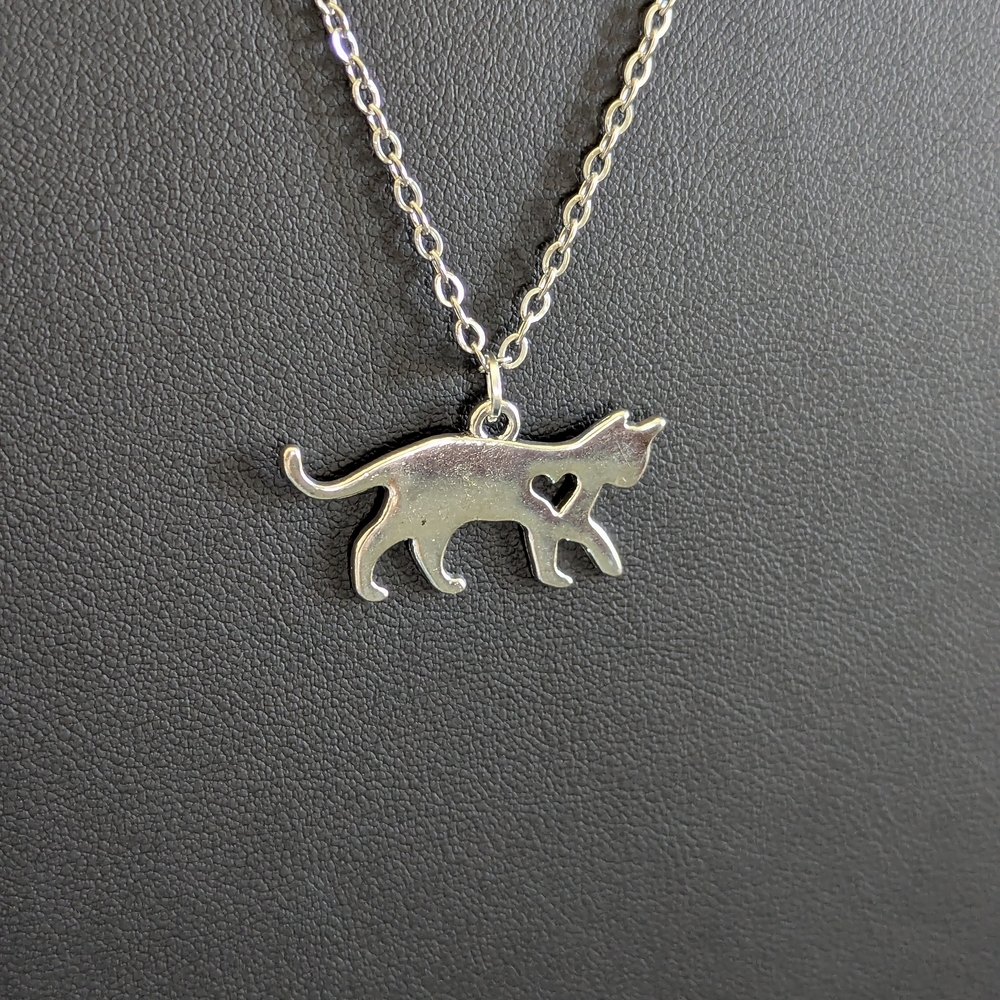 Silver Cat Pendant Necklace